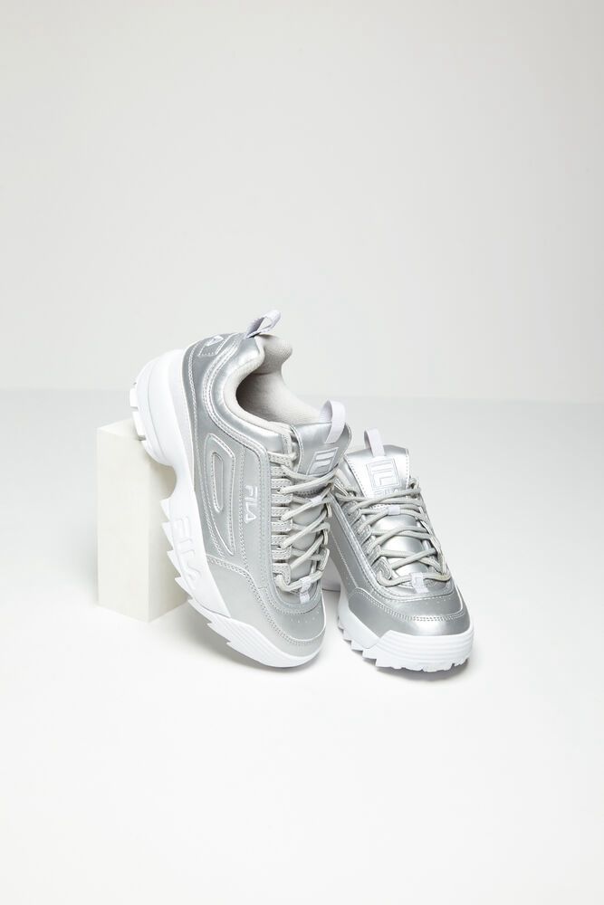 Fila Trainers Womens Silver Disruptor 2 Premium Metallic - Ireland 37924-NZFL